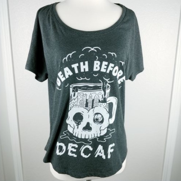 Pyknic Tops - Pyknic Edgy Style Graphic Tee Dark Heather Gray L